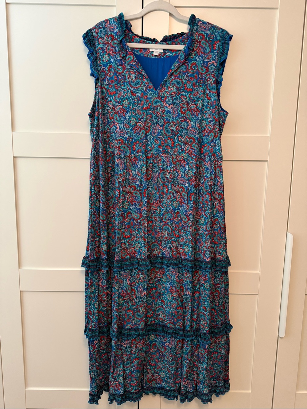J. Jill Blue Paisley Tiered Sleeveless Maxi Dress. XL - Picture 2 of 9
